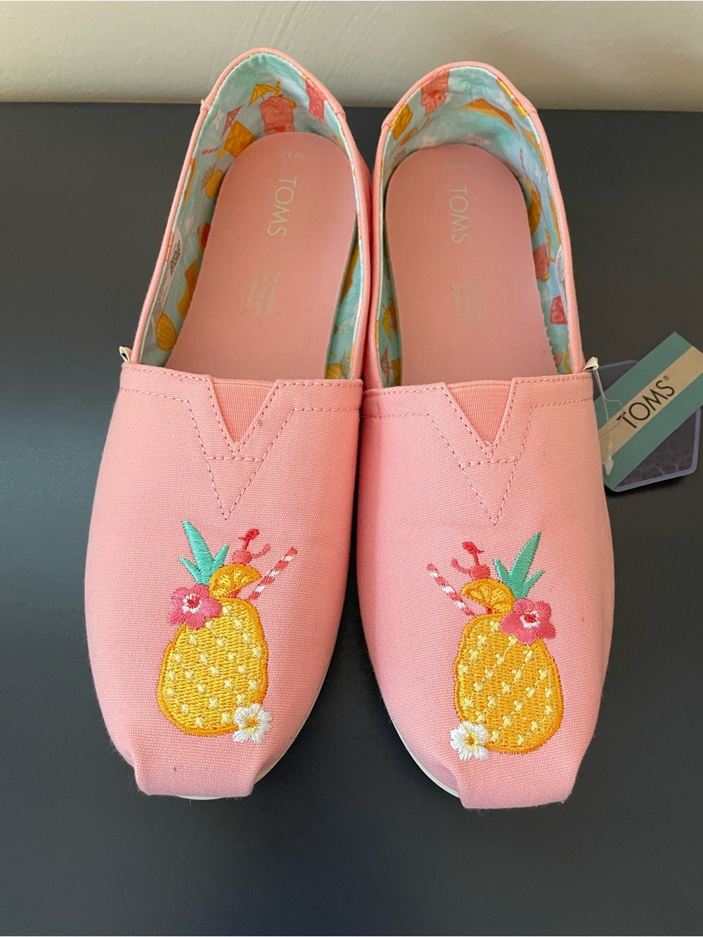 Tom’s Pink Pineapple Shoes Size Size 8.5 NWT